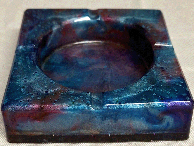 Square Ash Tray Blue With Many Colors of Blue